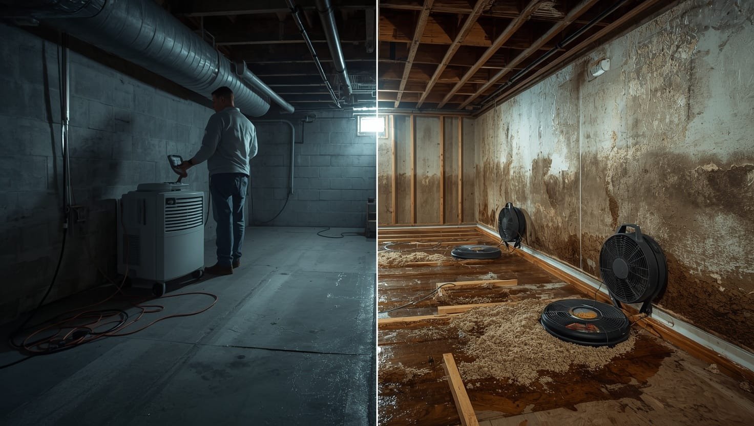 how to remove moisture from basement